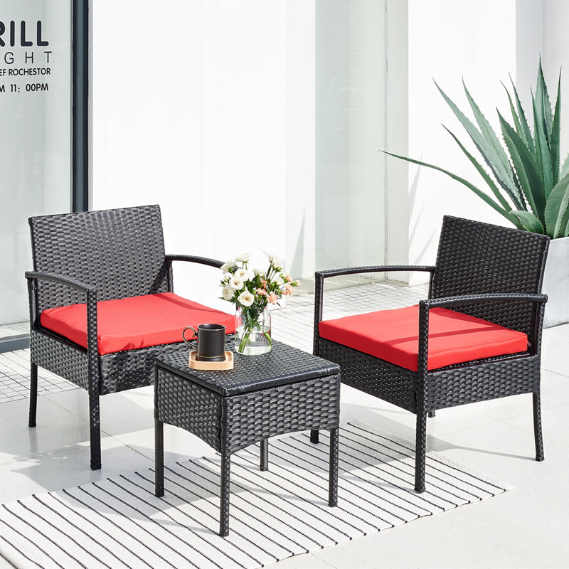 Red Barrel Studio® Wicker/Rattan 2 Person Seating Group with Cushions & Reviews Wayfair